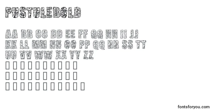 Шрифт PustuleBold – алфавит, цифры, специальные символы