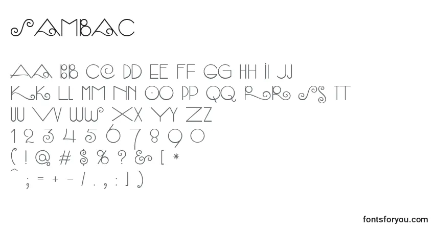 Schriftart SambaСЃ – Alphabet, Zahlen, spezielle Symbole