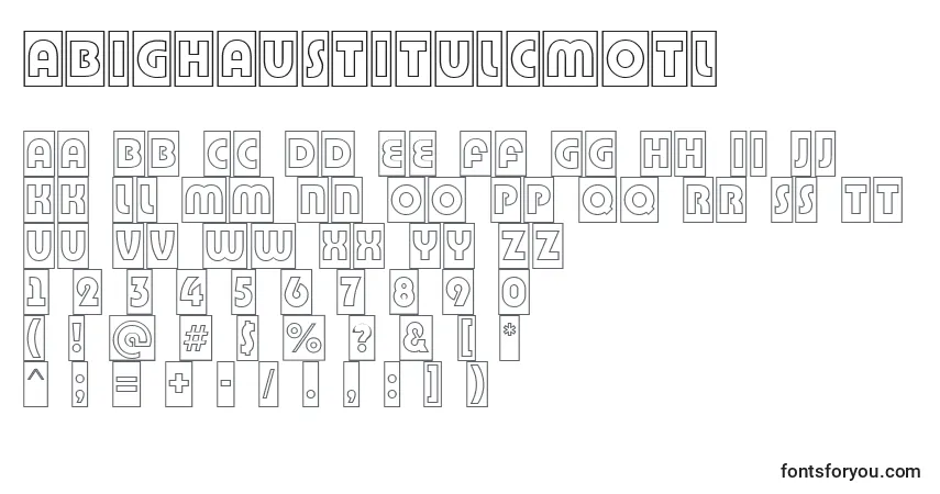 Czcionka ABighaustitulcmotl – alfabet, cyfry, specjalne znaki