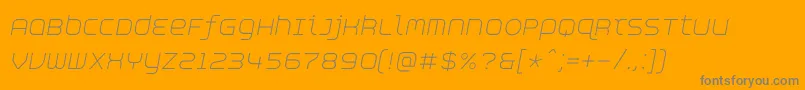 AspirinAdvancelightItalic-Schriftart – Graue Schriften auf orangefarbenem Hintergrund