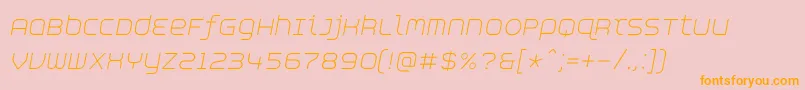 AspirinAdvancelightItalic-Schriftart – Orangefarbene Schriften auf rosa Hintergrund