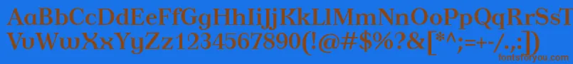 フォントTusardecoBold – 茶色の文字が青い背景にあります。