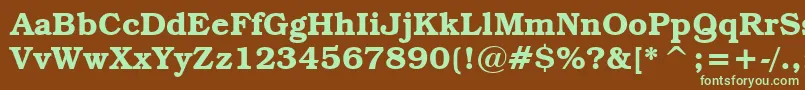 フォントTextbookDemi – 緑色の文字が茶色の背景にあります。