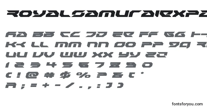 Шрифт Royalsamuraiexpandital – алфавит, цифры, специальные символы