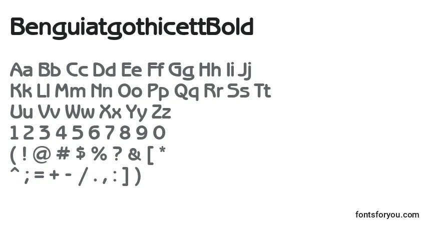 A fonte BenguiatgothicettBold – alfabeto, números, caracteres especiais