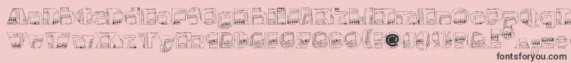 Monsterboxes-fontti – mustat fontit vaaleanpunaisella taustalla
