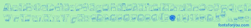 Monsterboxes-Schriftart – Blaue Schriften auf grünem Hintergrund