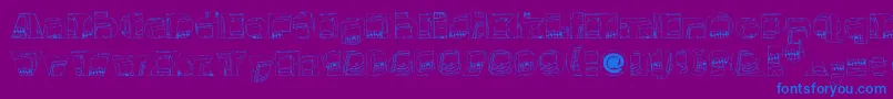 Fonte Monsterboxes – fontes azuis em um fundo violeta