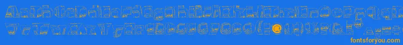 Monsterboxes-Schriftart – Orangefarbene Schriften auf blauem Hintergrund