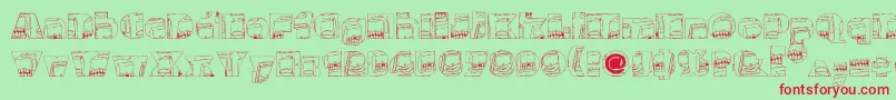 Monsterboxes-fontti – punaiset fontit vihreällä taustalla