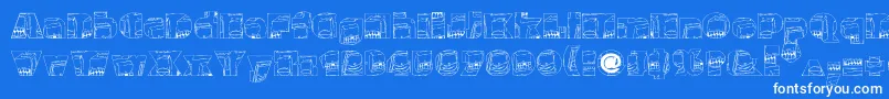 Monsterboxes Font – White Fonts on Blue Background