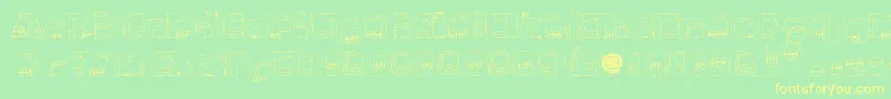 Monsterboxes-Schriftart – Gelbe Schriften auf grünem Hintergrund