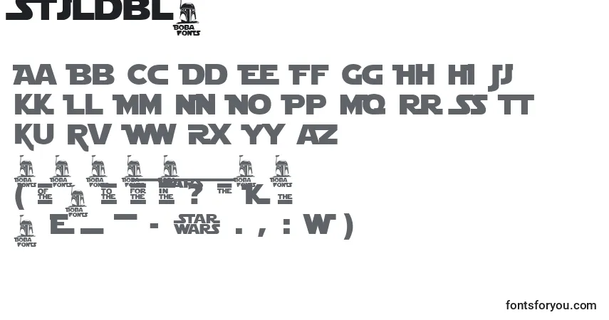 A fonte Stjldbl2 – alfabeto, números, caracteres especiais