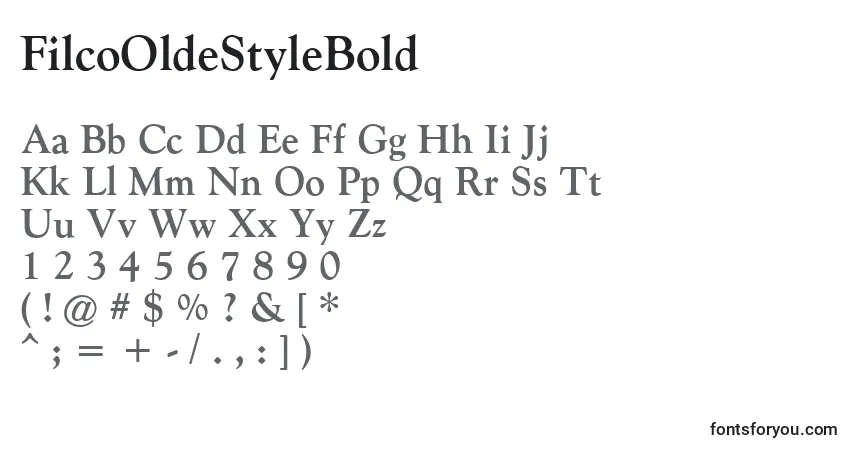 Czcionka FilcoOldeStyleBold – alfabet, cyfry, specjalne znaki