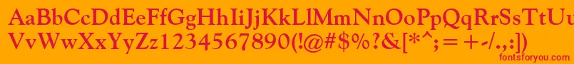 フォントFilcoOldeStyleBold – オレンジの背景に赤い文字