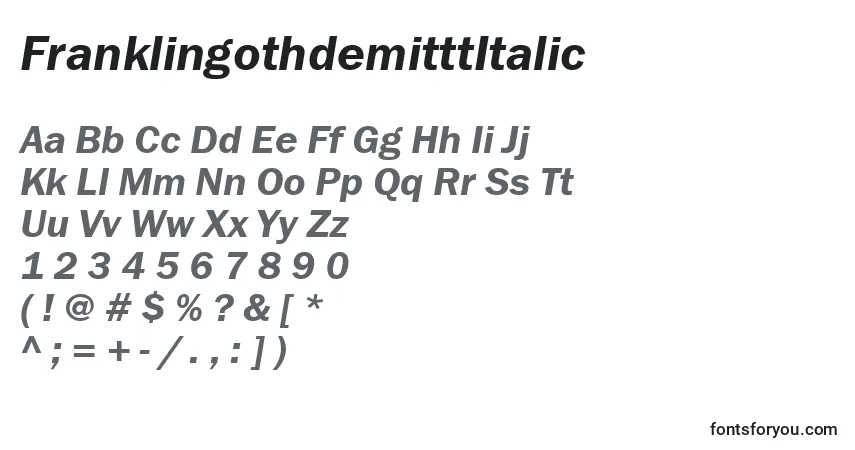 Шрифт FranklingothdemitttItalic – алфавит, цифры, специальные символы