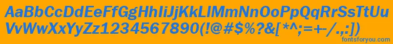 FranklingothdemitttItalic Font – Blue Fonts on Orange Background