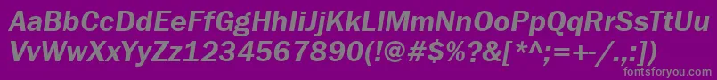 FranklingothdemitttItalic-Schriftart – Graue Schriften auf violettem Hintergrund