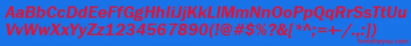 フォントFranklingothdemitttItalic – 赤い文字の青い背景