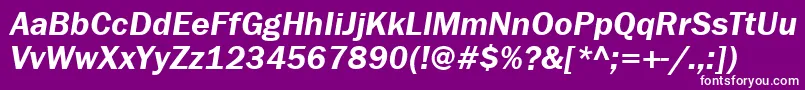 フォントFranklingothdemitttItalic – 紫の背景に白い文字