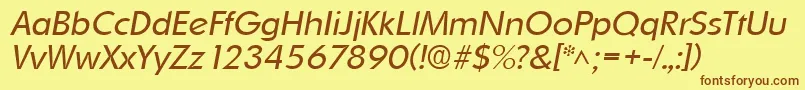 OrnitonslhItalic Font – Brown Fonts on Yellow Background