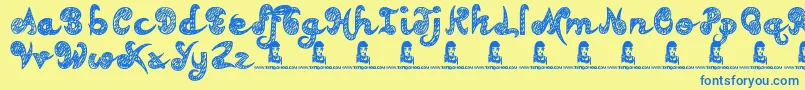 TeenageDreams Font – Blue Fonts on Yellow Background