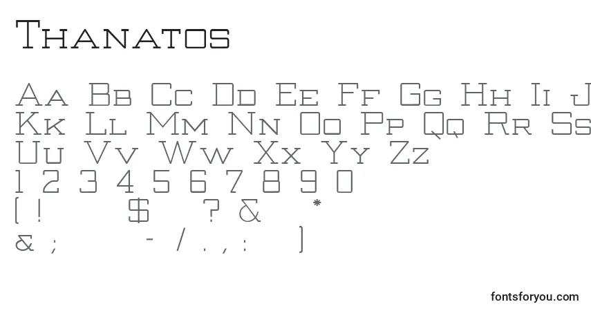 Fuente Thanatos - alfabeto, números, caracteres especiales