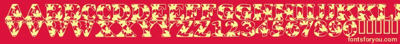 フォントLmsOhCanada – 黄色の文字、赤い背景