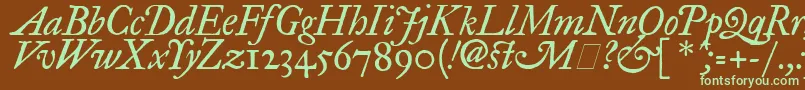 ImFellGreatPrimerItalic Font – Green Fonts on Brown Background