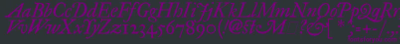 ImFellGreatPrimerItalic-Schriftart – Violette Schriften auf schwarzem Hintergrund