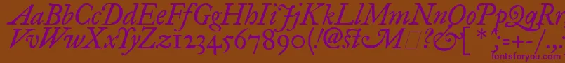 ImFellGreatPrimerItalic Font – Purple Fonts on Brown Background