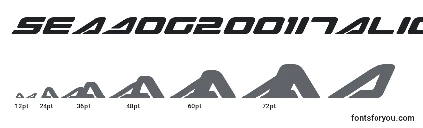 Größen der Schriftart SeaDog2001Italic