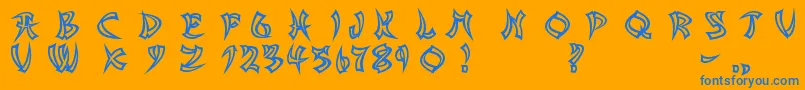 フォントAsianDelightHollow – オレンジの背景に青い文字