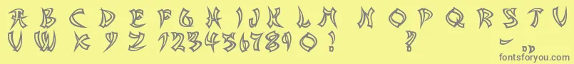 フォントAsianDelightHollow – 黄色の背景に灰色の文字