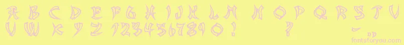 AsianDelightHollow Font – Pink Fonts on Yellow Background