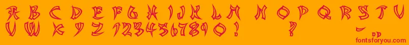 AsianDelightHollow Font – Red Fonts on Orange Background