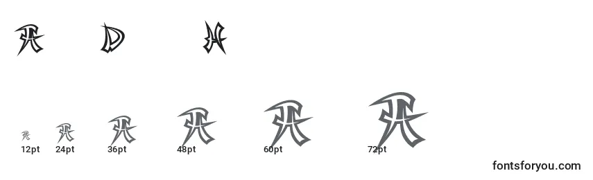 Größen der Schriftart AsianDelightHollow
