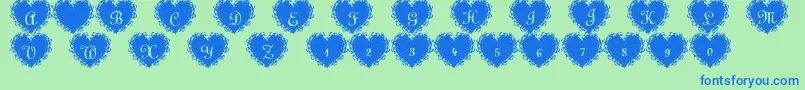 SummersLacehearts Font – Blue Fonts on Green Background