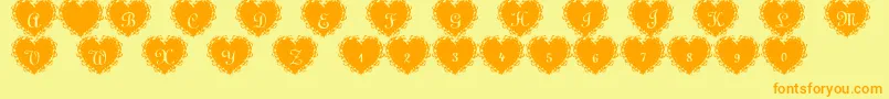 SummersLacehearts-Schriftart – Orangefarbene Schriften auf gelbem Hintergrund