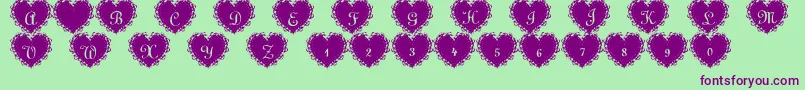 SummersLacehearts Font – Purple Fonts on Green Background