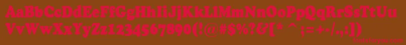 フォントACooperblacknr – 赤い文字が茶色の背景にあります。