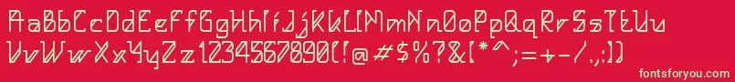 フォントHelloAlpha – 赤い背景に緑の文字