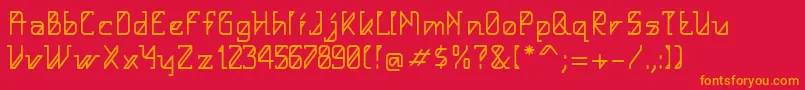 フォントHelloAlpha – 赤い背景にオレンジの文字