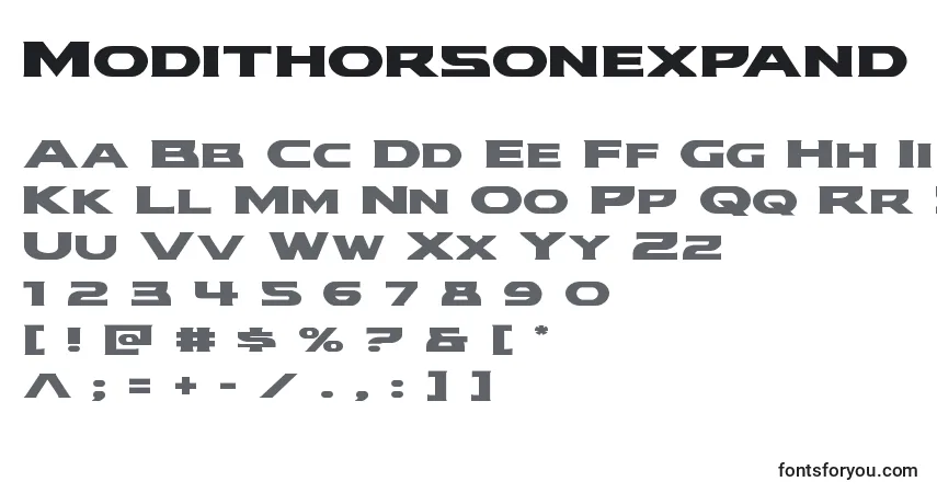 A fonte Modithorsonexpand – alfabeto, números, caracteres especiais