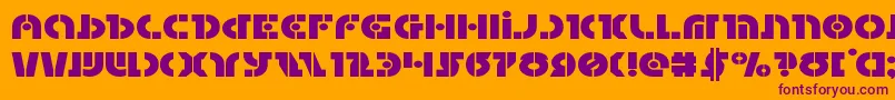 Questlokexpand-Schriftart – Violette Schriften auf orangefarbenem Hintergrund