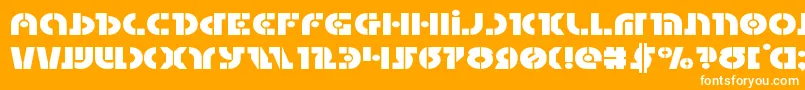 Questlokexpand-Schriftart – Weiße Schriften auf orangefarbenem Hintergrund