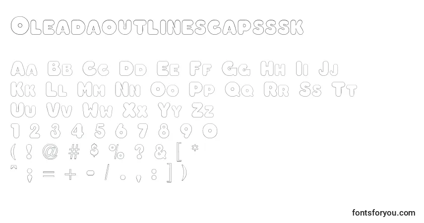 Шрифт Oleadaoutlinescapsssk – алфавит, цифры, специальные символы