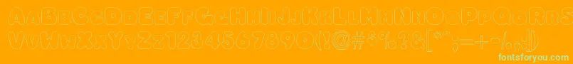 Oleadaoutlinescapsssk-Schriftart – Grüne Schriften auf orangefarbenem Hintergrund