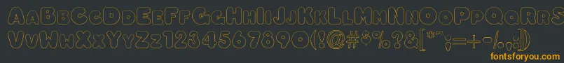 フォントOleadaoutlinescapsssk – 黒い背景にオレンジの文字