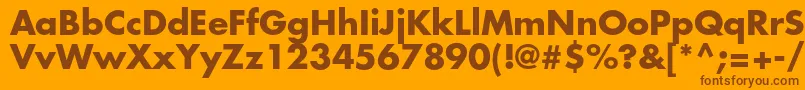 FuturastdBold-fontti – ruskeat fontit oranssilla taustalla